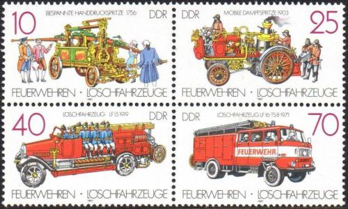 Poštovní známky DDR 1987 Hasièi Mi# 3101-04