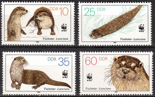Poštovní známky DDR 1987 Vydra øíèní, WWF Mi# 3107-10