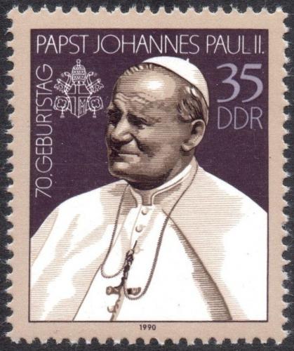 Poštovní známka DDR 1990 Papež Jan Pavel II. Mi# 3337