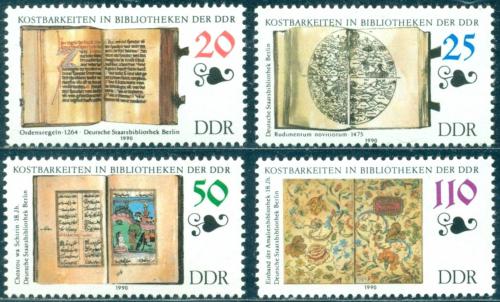 Poštovní známky DDR 1990 Exponáty nìmeckých knihoven Mi# 3340-43 Kat 5.50€