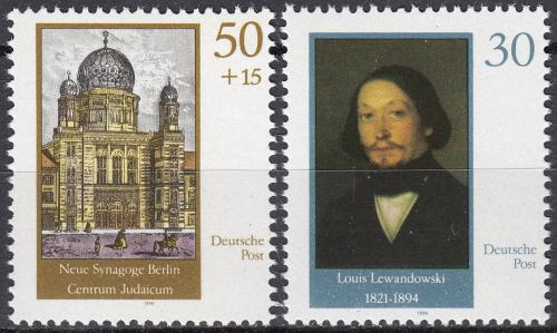 Poštovní známky DDR 1990 Výstavba nové synagogy v Berlínì Mi# 3358-59