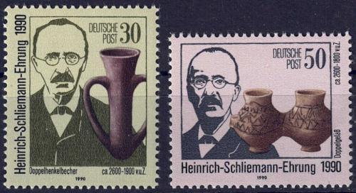 Poštovní známky DDR 1990 Heinrich Schliemann Mi# 3364-65