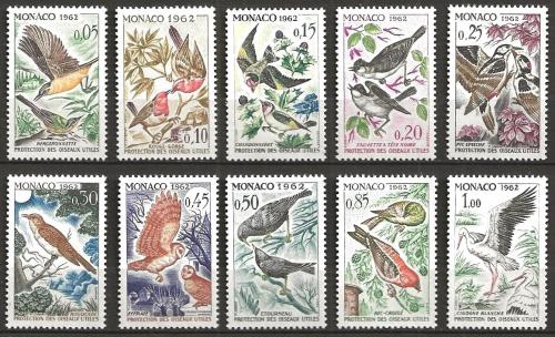 Poštovní známky Monako 1962 Ptáci Mi# 700-09 Kat 11€