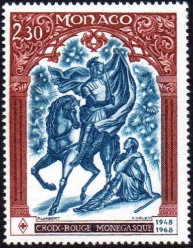 Poštovní známka Monako 1968 Monacký èervený køíž, 20. výroèí, Svatý Martin Mi# 889