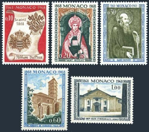 Poštovní známky Monako 1968 Monacké opatství, 100. výroèí Mi# 891-95