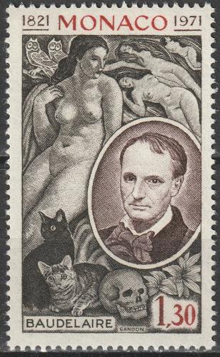 Poštovní známka Monako 1972 Charles Baudelaire, spisovatel Mi# 1025