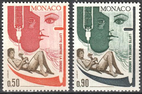 Poštovní známky Monako 1972 Boj proti užívání drog Mi# 1049-50