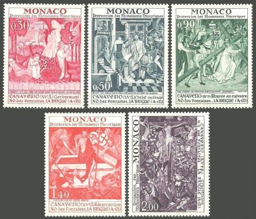 Poštovní známky Monako 1972 Fresky, Jean Canavesio Mi# 1061-65