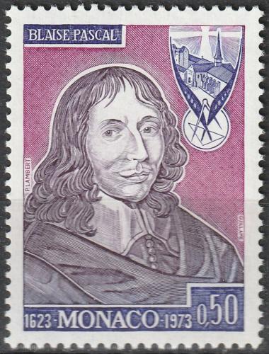 Poštovní známka Monako 1973 Blaise Pascal, matematik a fyzik Mi# 1080