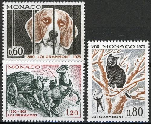 Poštovní známky Monako 1975 Domácí zvíøata Mi# 1204-06 Kat 5€