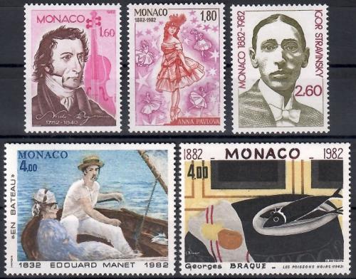 Poštovní známky Monako 1982 Umìlci Mi# 1553-57 Kat 12€