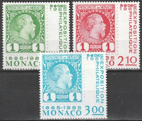Poštovní známky Monako 1985 První známky Monaka, 100. výroèí Mi# 1677-79