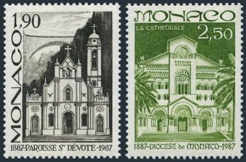 Poštovní známky Monako 1987 Náboženské stavby Mi# 1802-03
