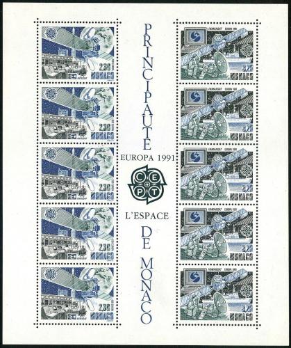 Poštovní známky Monako 1991 Evropa CEPT, prùzkum vesmíru Mi# Block 50 Kat 25€