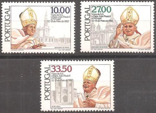 Poštovní známky Portugalsko 1982 Papež Jan Pavel II. Mi# 1565-67 Kat 5.50€