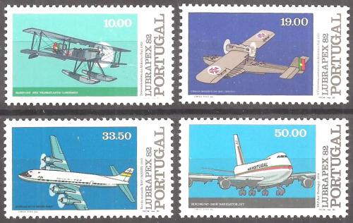 Poštovní známky Portugalsko 1982 Letadla Mi# 1577-80 Kat 7.50€