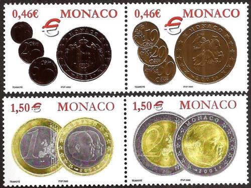 Poštovní známky Monako 2002 Euromince Mi# 2609-12 Vysoký nominál !!!