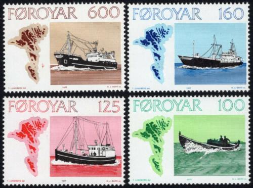 Poštovní známky Faerské ostrovy 1977 Rybáøské lodì Mi# 24-27 Kat 8€