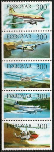 Poštovní známky Faerské ostrovy 1985 Letadla Mi# 125-29 Kat 12€