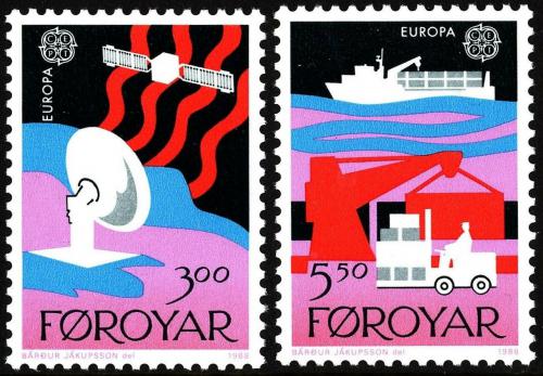 Poštovní známky Faerské ostrovy 1988 Evropa CEPT, doprava a komunikace Mi# 166-67