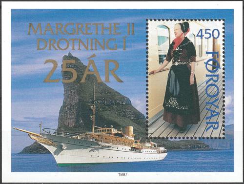 Potovn znmka Faersk ostrovy 1997 Krlovna Markta II. na jacht Mi# Block 9 - zvtit obrzek