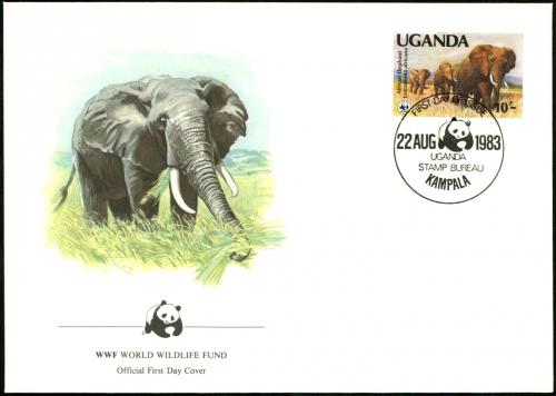 FDC Uganda 1983 Slon africk, WWF 004 Mi# 362 A  - zvtit obrzek