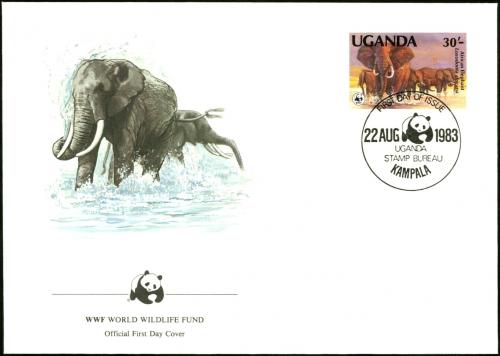 FDC Uganda 1983 Slon africk, WWF 004 Mi# 363 A
