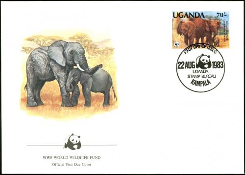 FDC Uganda 1983 Slon africký, WWF 004 Mi# 364 A FDC