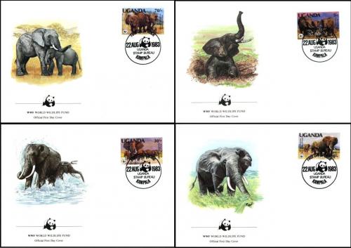 FDC Uganda 1983 Slon africký, WWF 004 Mi# 361-64 A Kat 30€