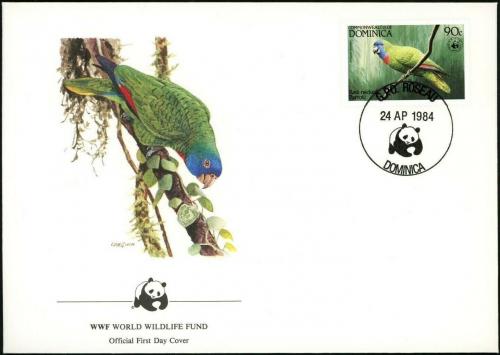 FDC Dominika 1984 Amazoan dominiknsk, WWF 009 Mi# 839  - zvtit obrzek