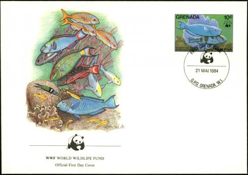 FDC Grenada 1984 Modr papouek, WWF 010 Mi# 1299  - zvtit obrzek