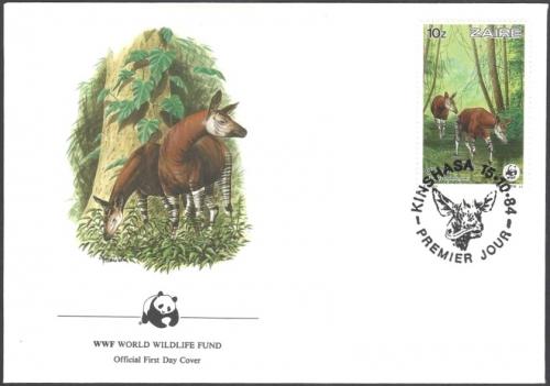 FDC Zair 1984 Okapi, WWF 018 Mi# 878