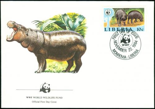 FDC Libérie 1984 Hrošík liberijský, WWF 021 Mi# 1316