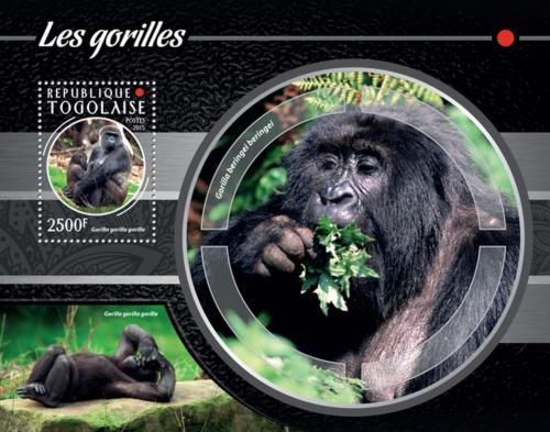 Potovn znmka Togo 2015 Gorily Mi# Block 1164 Kat 10