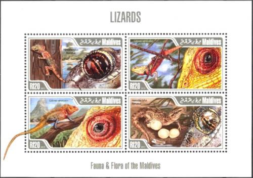 Poštovní známky Maledivy 2013 Ještìrky Mi# 4918-21 Kat 10€