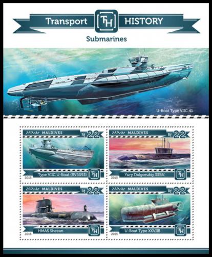 Potovn znmky Maledivy 2015 Ponorky Mi# 5530-33 Kat 11 - zvtit obrzek