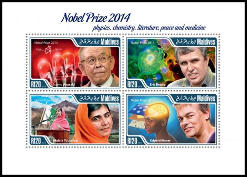 Potovn znmky Maledivy 2015 Nositel Nobelovy ceny Mi# 5559-62 Kat 10 - zvtit obrzek