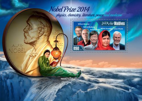 Potovn znmka Maledivy 2015 Nositel Nobelovy ceny Mi# Block 774 Kat 7.50