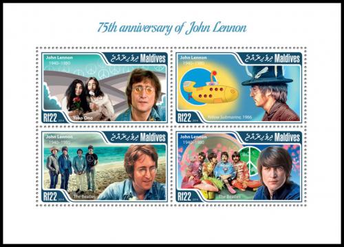 Poštovní známky Maledivy 2015 The Beatles, John Lennon Mi# 5574-77 Kat 11€