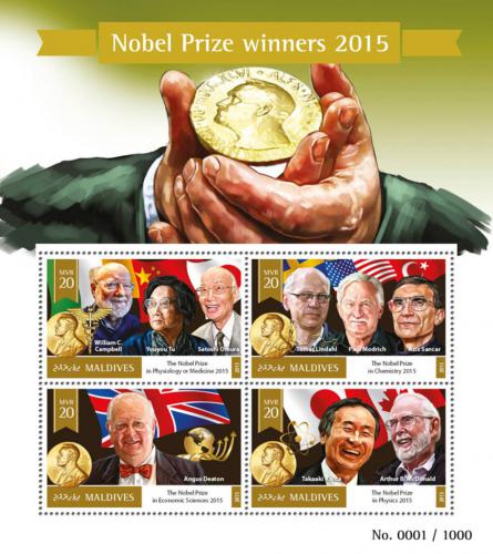 Potovn znmky Maledivy 2016 Nositel Nobelovy ceny Mi# 6165-68 Kat 10