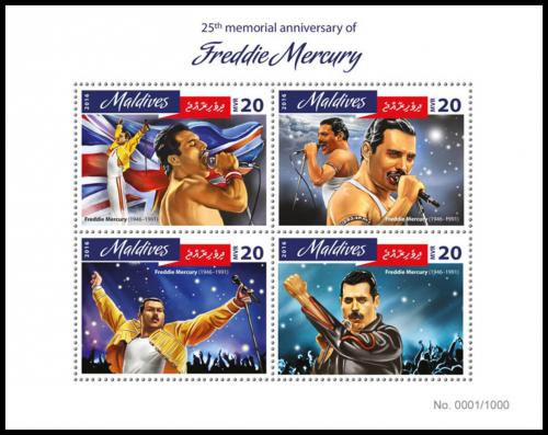 Potovn znmky Maledivy 2016 Freddie Mercury Mi# Mi# 6270-73 Kat 10