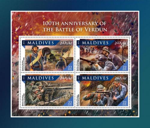 Potovn znmky Maledivy 2016 Bitva u Verdunu, 100. vro Mi# 6701-04 Kat 11 - zvtit obrzek