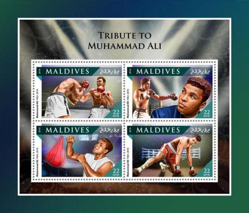 Potovn znmky Maledivy 2016 Muhammad Ali, box Mi# 6726-29 Kat 11 - zvtit obrzek