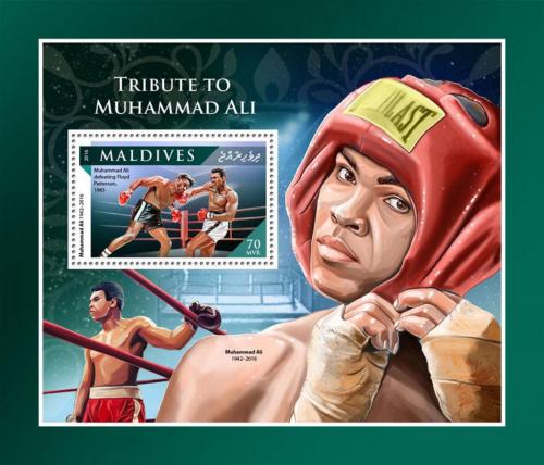 Potovn znmka Maledivy 2016 Muhammad Ali, box Mi# Block 1011 Kat 9 - zvtit obrzek