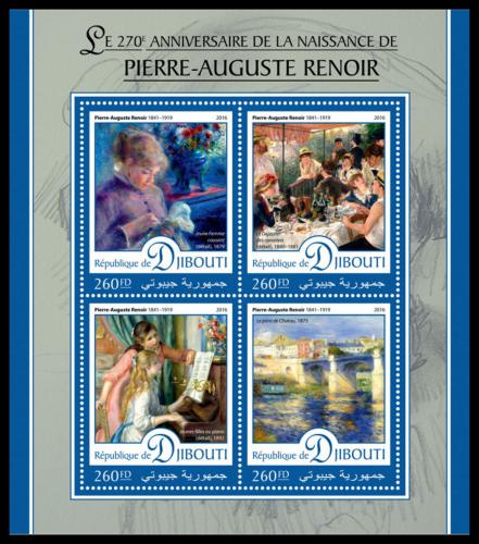 Poštovní známky Džibutsko 2016 Umìní, Pierre-Auguste Renoir Mi# 1164-67 Kat 10€
