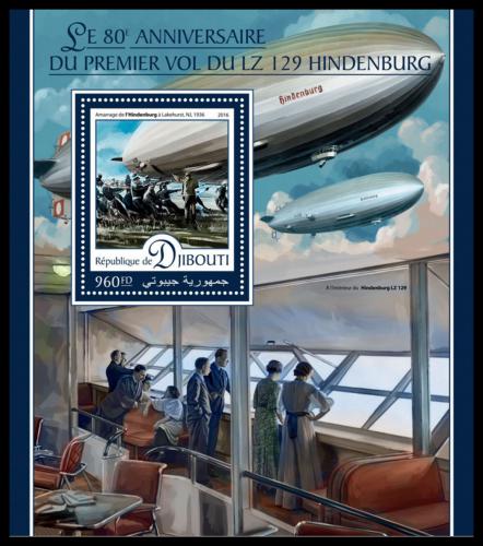 Potovn znmka Dibutsko 2016 Vzducholo Hindenburg Mi# Block 285 Kat 10 - zvtit obrzek