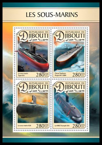 Potovn znmky Dibutsko 2016 Ponorky Mi# 1348-51 Kat 12 - zvtit obrzek