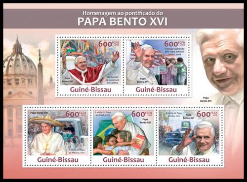 Potovn znmky Guinea-Bissau 2013 Pape Benedikt Mi# 6572-76 Kat 12 - zvtit obrzek