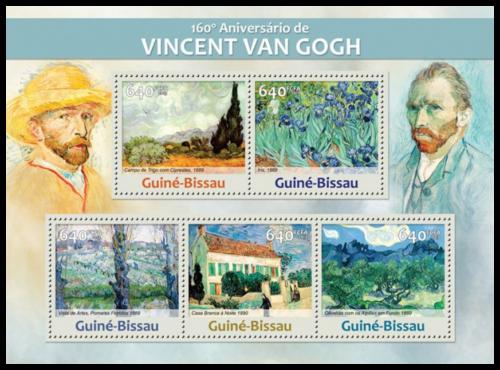 Poštovní známky Guinea-Bissau 2013 Umìní, Vincent van Gogh Mi# 6602-06 Kat 13€