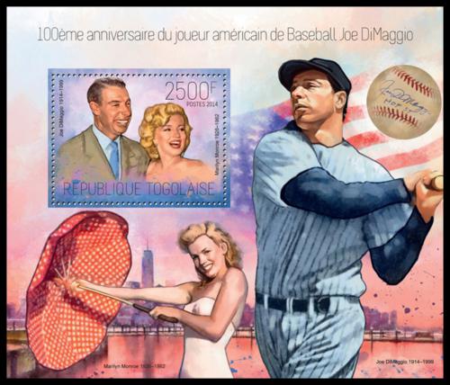 Potovn znmka Togo 2014 Joe DiMaggio, baseball Mi# Block 934 Kat 10 - zvtit obrzek